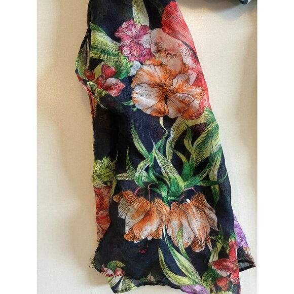 H&M Floral Print Women's Scarf in Navy Blue - Picture 2 of 4